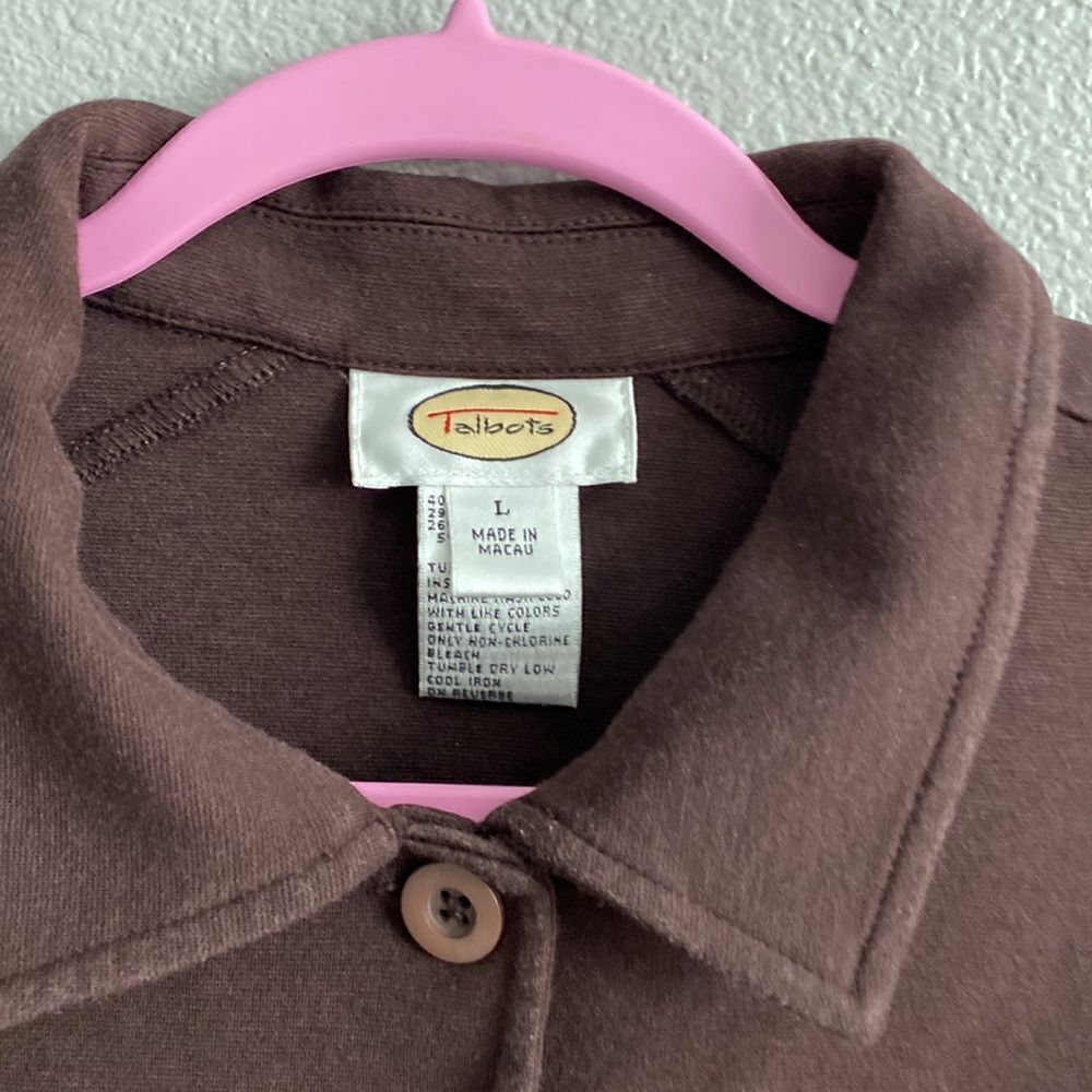 Talbots- brown button up overcoat- Size Large - Picture 3 of 6